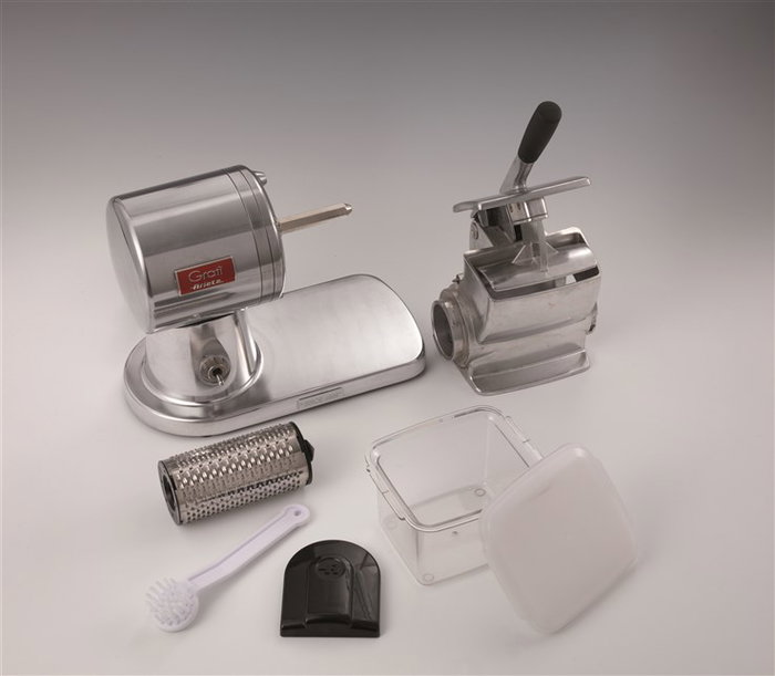 Ariete 449 Rallador Eléctrico Professionnel, Râpe Électrique Pro Inox avec Moteur Induction Silencieux pour Fruits Secs, Fromage et Pain, Facile à Nettoyer