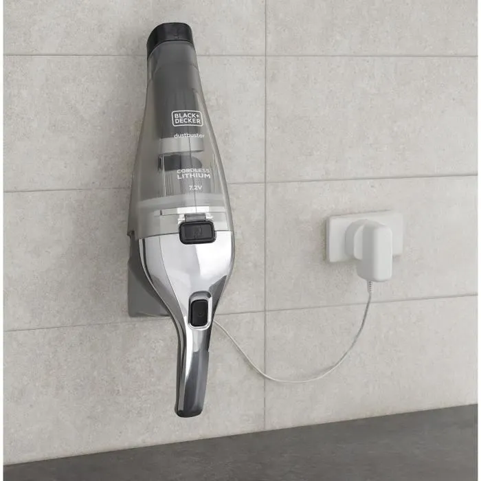 Aspirateur main sans fil BLACK+DECKER Dustbuster Lithium NVC220WC-QW 7,2V 15,5 AirWatts 385 ml Gris métallisé
