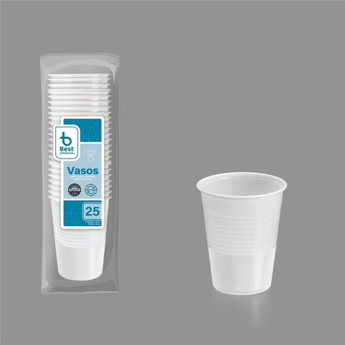 Best Products Verres en plastique blancs 200 cc, 25 unités