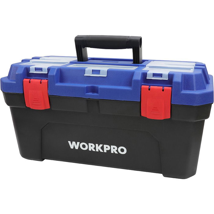 Workpro Coffre à outils 41 x 23 x 20,5 cm, PVC, noir bleu rouge