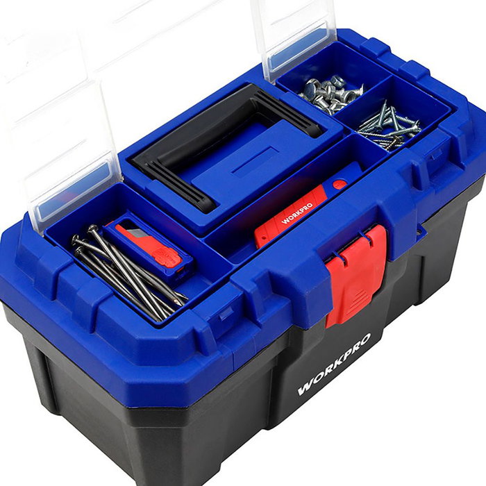 Workpro Coffre à outils 41 x 23 x 20,5 cm, PVC, noir bleu rouge