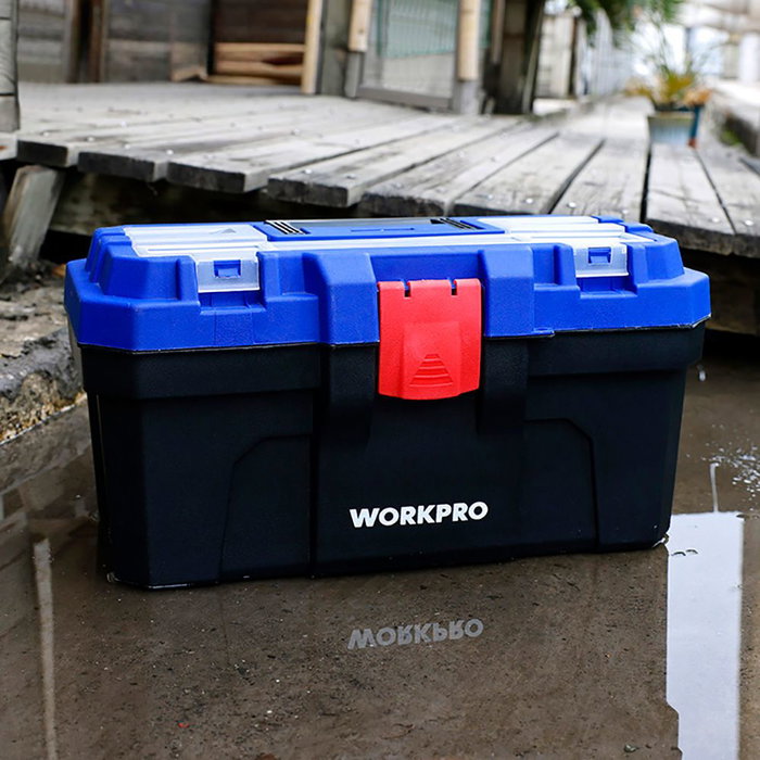 Workpro Coffre à outils 41 x 23 x 20,5 cm, PVC, noir bleu rouge