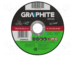 GRAPHITE Meule à tronçonner 115 mm x 1,6 mm