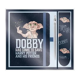 Harry Potter - Set de fournitures scolaires Dobby le elfe (Blanc/bleu) - 25,5 x 22,0 x 2,5 cm - À partir de 3 ans