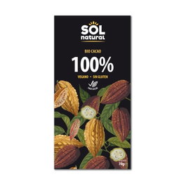 Sol Natural Tablette de cacao pur 100% Bio, Vegan 70g