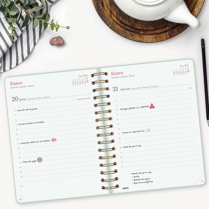 Agenda Finocam Alma Menthe A5 15,5 x 21,2 cm 2026