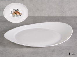 Vivalto Plat à Viande Opal Ovalé 31 cm Blanc Verre (Set de 18)