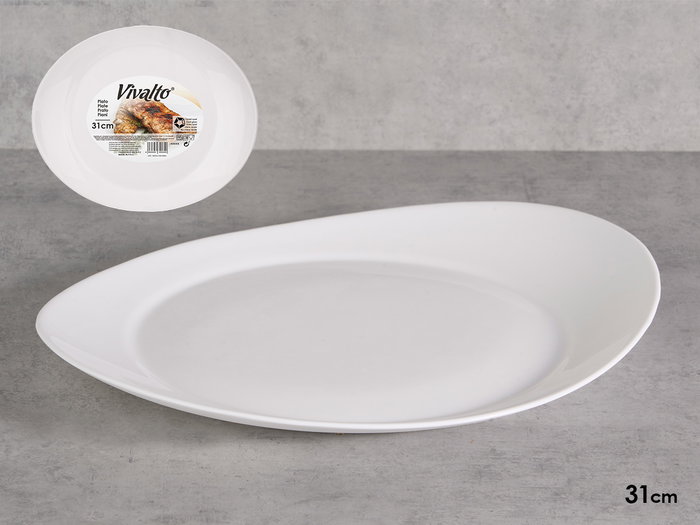 Vivalto Plat à Viande Opal Ovalé 31 cm Blanc Verre (Set de 18) Vivalto Plat à Viande Opal Ovalé 31 cm Blanc Verre (Set de 18)