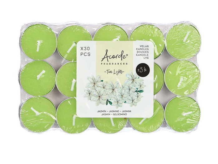 Acorde Lot de 30 Bougies Chauffes-Plats Jasmin Vert Cera 10g 19x2.7x11cm (Set de 24)