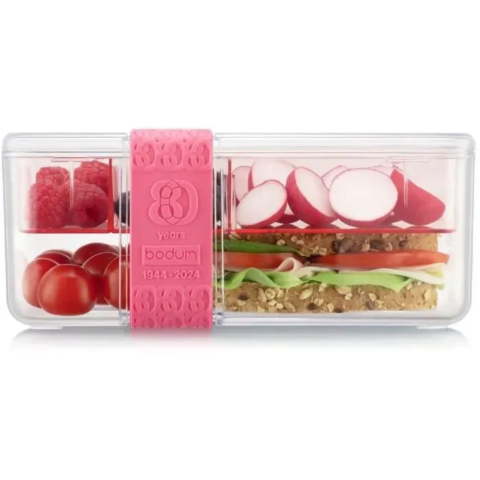 Bodum - Lunch Box Bistro Compartimentée avec Couverts - Topee - Bubblegum - Boîte Repas Réutilisable Écologique avec Plateau - Lavable Lave-Vaisselle Bodum - Lunch Box Bistro Compartimentée avec Couverts - Topee - Bubblegum - Boîte Repas Réutilisable Écologique avec Plateau - Lavable Lave-Vaisselle