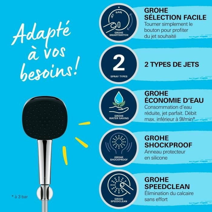 Grohe Ensemble de douche Vitalio Comfort 110, 2 jets, Chromé Grohe Ensemble de douche Vitalio Comfort 110, 2 jets, Chromé