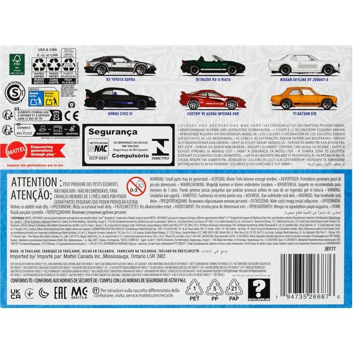 Hot Wheels - Pack de 6 voitures miniatures 1:64 Streets of Japan JBY77, pour enfants à partir de 3 ans