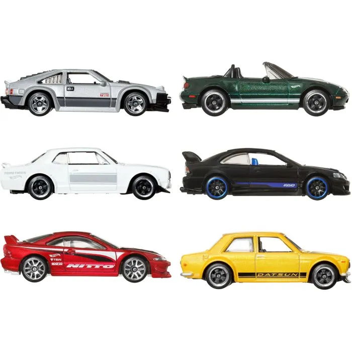 Hot Wheels - Pack de 6 voitures miniatures 1:64 Streets of Japan JBY77, pour enfants à partir de 3 ans