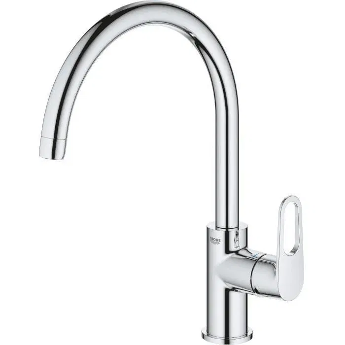 GROHE Mitigeur Monocommande pour Évier, Robinet de Cuisine à 1 Volant, Chromé Brillant