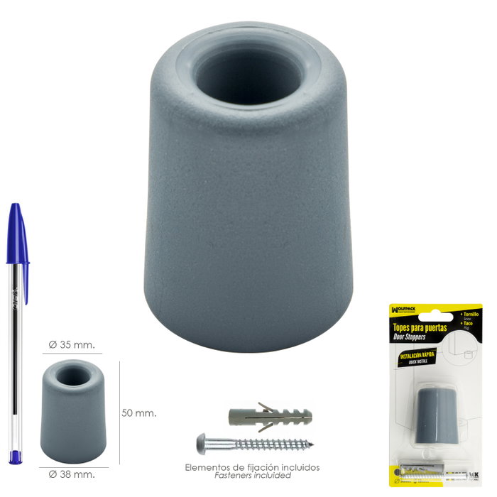 WOLFPACK LINEA PROFESIONAL Tope de porte grande Ø 38 x 50 mm gris