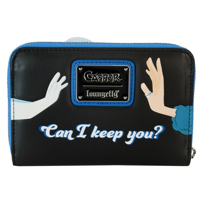 LOUNGEFLY - Sacoche de soirée Casper The Friendly Ghost pour Halloween - Pliage en polyuréthane (végane) avec 4 emplacements cartes et fermeture éclair - Dimensions : 15x10 cm