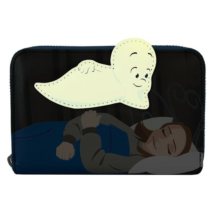 LOUNGEFLY - Sacoche de soirée Casper The Friendly Ghost pour Halloween - Pliage en polyuréthane (végane) avec 4 emplacements cartes et fermeture éclair - Dimensions : 15x10 cm
