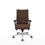 Chaise Albacete confidente Synchro 5 positions Tissu Marron foncé Structure d' aluminium Accoudoir 2D Sans appui-tête Roulettes 65mm pour moquette
