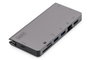 Digitus Station d'accueil USB-C de voyage 8-en-1 - Ports HDMI, VGA, 2x USB 3.0, USB-C PD 100W, Ethernet, lecteurs carte SD/MicroSD, gris, 4K