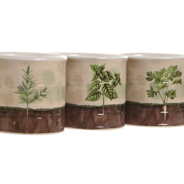 Home ESPRIT Lot de 3 Cache-pots Cottage Marron et Vert en Céramique