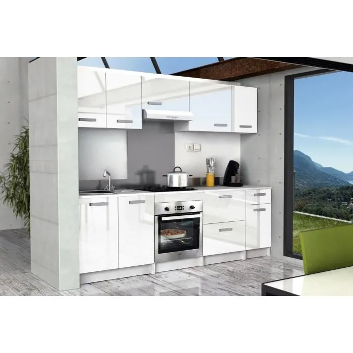 Start Caisson haut de cuisine L 40 cm Blanc Brillant 1 porte 1 rayon Fabrication Française