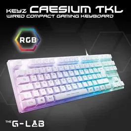 Clavier gaming Gamer The G-Lab KEYZ CAESIUM TKL, filaire AZERTY, rétroéclairage RGB 7 couleurs, touches membrane, 12 raccourcis multimédia, compatible Windows, noir