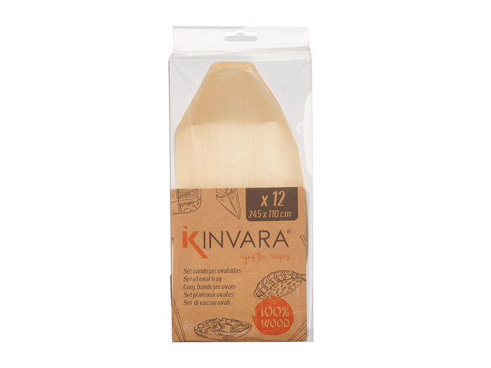 Kinvara Set de 12 Bandeaux Ovalés en Bois Marron 12x28x8cm (Set de 12)
