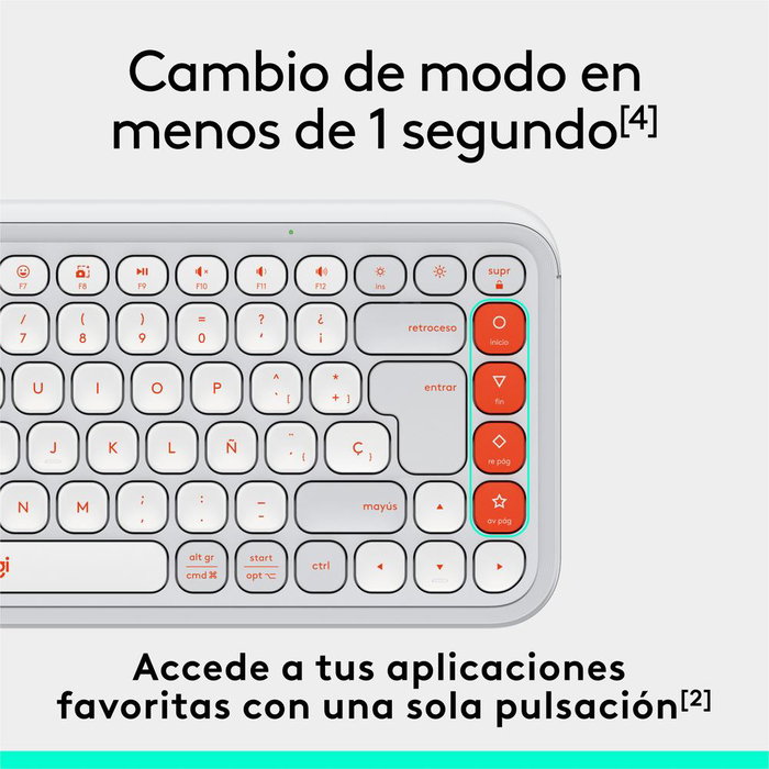 Clavier Logitech Pop Keys Icon Edition Sans Fil – Bluetooth – Design Rétro Compact – Blanc et Orange