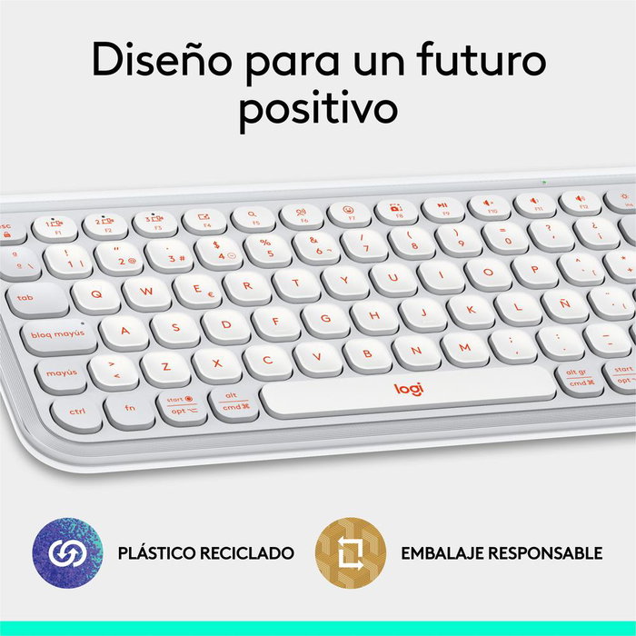 Clavier Logitech Pop Keys Icon Edition Sans Fil – Bluetooth – Design Rétro Compact – Blanc et Orange