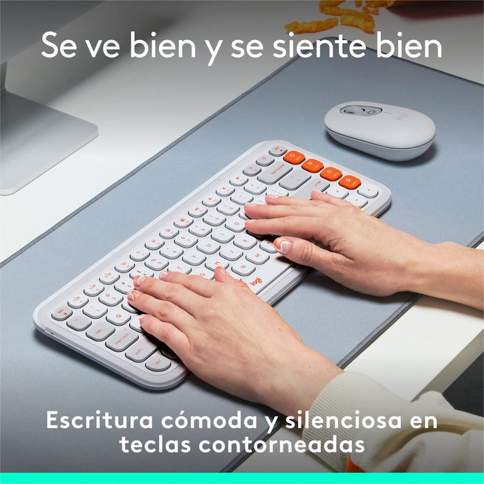 Clavier Logitech Pop Keys Icon Edition Sans Fil – Bluetooth – Design Rétro Compact – Blanc et Orange