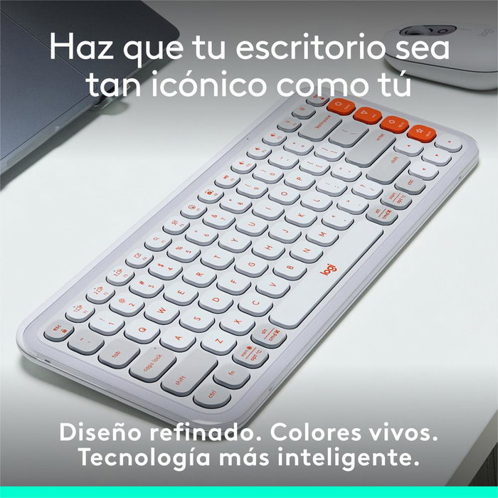 Clavier Logitech Pop Keys Icon Edition Sans Fil – Bluetooth – Design Rétro Compact – Blanc et Orange