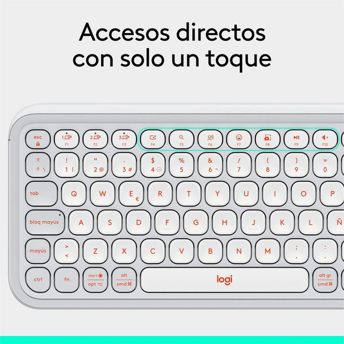 Clavier Logitech Pop Keys Icon Edition Sans Fil – Bluetooth – Design Rétro Compact – Blanc et Orange