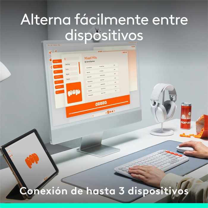 Clavier Logitech Pop Keys Icon Edition Sans Fil – Bluetooth – Design Rétro Compact – Blanc et Orange