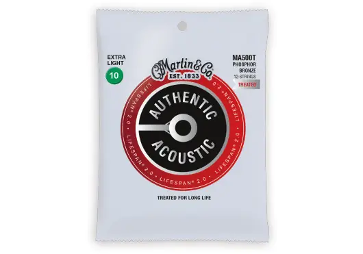 MARTIN Jeu de cordes acoustique Lifespan® 2.0 Authentic 92/8 Phosphor Bronze 12 cordes Extra Light 10-47 MARTIN Jeu de cordes acoustique Lifespan® 2.0 Authentic 92/8 Phosphor Bronze 12 cordes Extra Light 10-47
