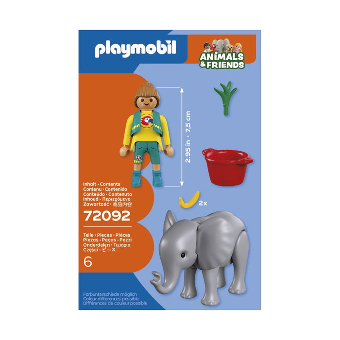 PLAYMOBIL Zoo 72092 - Figurine Cuidadora et Éléphant Bébé avec Accessoires, Jeu de Rôle pour Enfants Dès 4 Ans PLAYMOBIL Zoo 72092 - Figurine Cuidadora et Éléphant Bébé avec Accessoires, Jeu de Rôle pour Enfants Dès 4 Ans