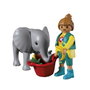 PLAYMOBIL Zoo 72092 - Figurine Cuidadora et Éléphant Bébé avec Accessoires, Jeu de Rôle pour Enfants Dès 4 Ans