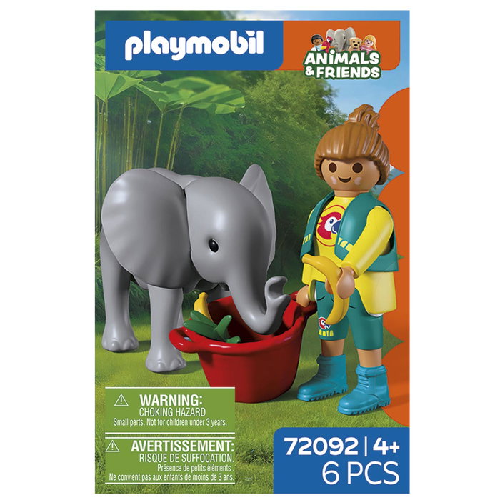 PLAYMOBIL Zoo 72092 - Figurine Cuidadora et Éléphant Bébé avec Accessoires, Jeu de Rôle pour Enfants Dès 4 Ans PLAYMOBIL Zoo 72092 - Figurine Cuidadora et Éléphant Bébé avec Accessoires, Jeu de Rôle pour Enfants Dès 4 Ans