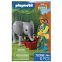 PLAYMOBIL Zoo 72092 - Figurine Cuidadora et Éléphant Bébé avec Accessoires, Jeu de Rôle pour Enfants Dès 4 Ans