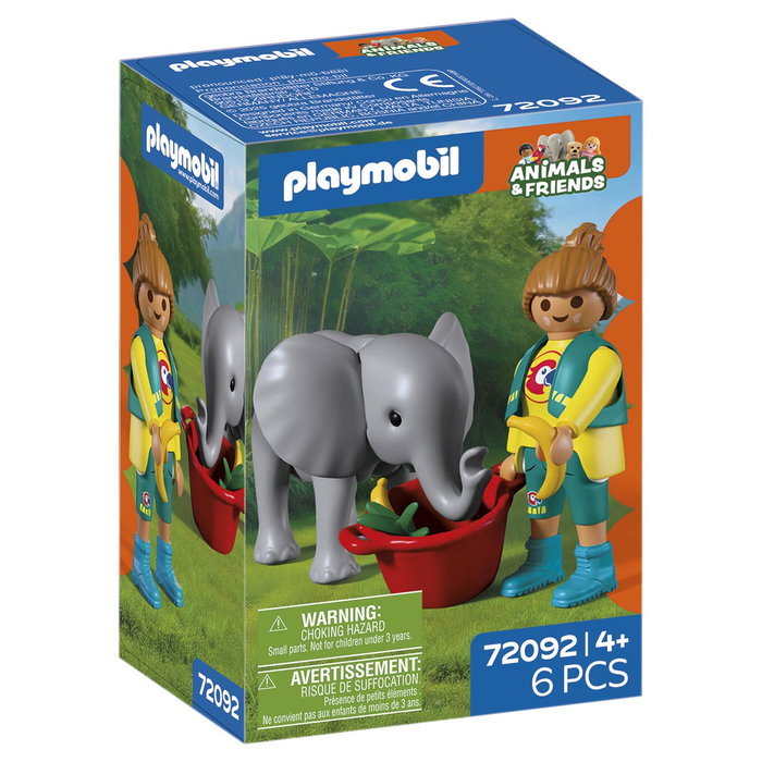 PLAYMOBIL Zoo 72092 - Figurine Cuidadora et Éléphant Bébé avec Accessoires, Jeu de Rôle pour Enfants Dès 4 Ans PLAYMOBIL Zoo 72092 - Figurine Cuidadora et Éléphant Bébé avec Accessoires, Jeu de Rôle pour Enfants Dès 4 Ans