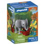PLAYMOBIL Zoo 72092 - Figurine Cuidadora et Éléphant Bébé avec Accessoires, Jeu de Rôle pour Enfants Dès 4 Ans