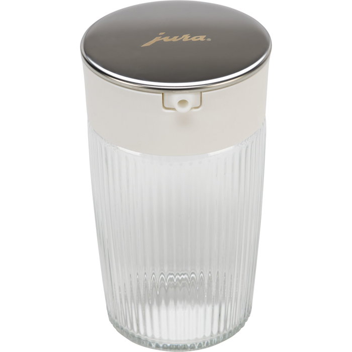 Jura Carafe à lait en verre 0,5 L avec adaptateurs silicone et capuchon pivotant inox