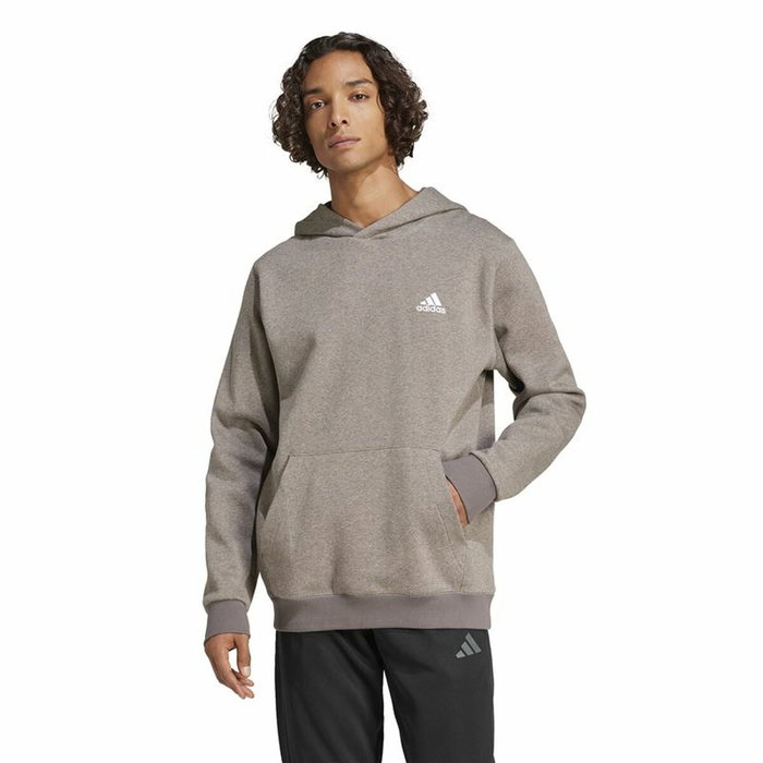 Sweat à capuche homme Adidas Seasonal Essentials Melange Hoodie Marron Beige