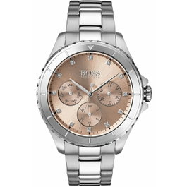 Hugo Boss 1502444 - Montre femme en acier gris et cadran rose