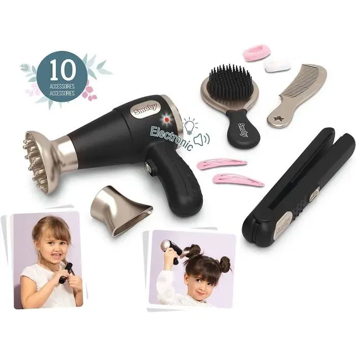 Smoby - My Beauty Hair Set - Set de Coiffure Enfant avec Lisseur et Sèche-Cheveux Électroniques - Réf. 320144