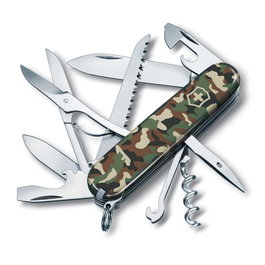 Victorinox Couteau Suisse Huntsman Camouflage 1.3713.94 avec 13 fonctions, lame, scie, ouvre-boîte et tire-bouchon