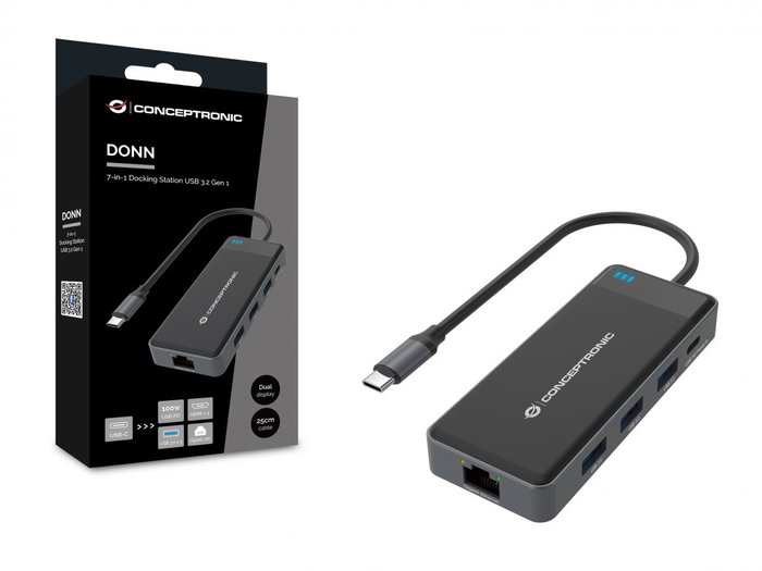 Conceptronic DONN14G Adaptateur USB-C 7-en-1 HDMI 4K 30Hz USB-C PD 100W Ethernet Gigabit Wake-on-LAN Conceptronic DONN14G Adaptateur USB-C 7-en-1 HDMI 4K 30Hz USB-C PD 100W Ethernet Gigabit Wake-on-LAN