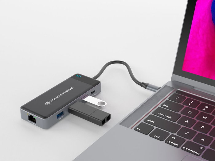 Conceptronic DONN14G Adaptateur USB-C 7-en-1 HDMI 4K 30Hz USB-C PD 100W Ethernet Gigabit Wake-on-LAN Conceptronic DONN14G Adaptateur USB-C 7-en-1 HDMI 4K 30Hz USB-C PD 100W Ethernet Gigabit Wake-on-LAN