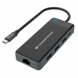 Conceptronic Adaptateur USB-C 7 en 1 avec HDMI, USB 3.0 et Gigabit Ethernet DONN14G Gris