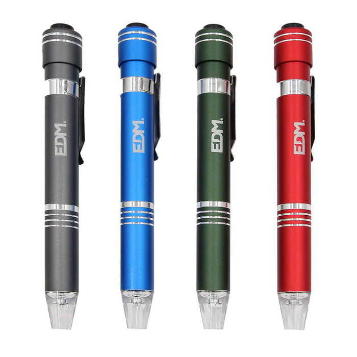 Edm Light Driver Tournevis Lampe de Travail LED 0.7W avec 6 Embouts Magnétiques IP44 - Couleurs Assorties