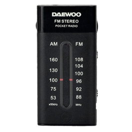 DAEWOO Radio mini AM/FM avec Superbass et écouteurs